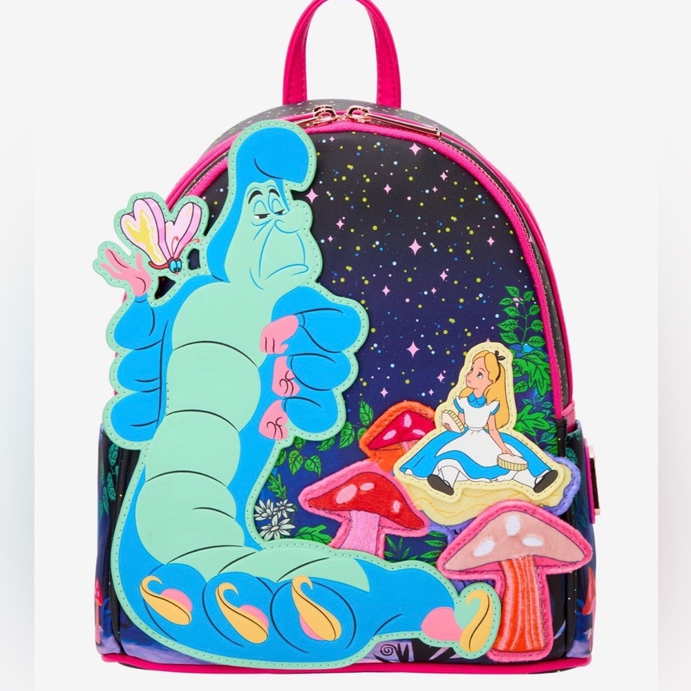 New Loungefly Disney Alice in Wonderland Caterpillar & Alice Mini Backpack.